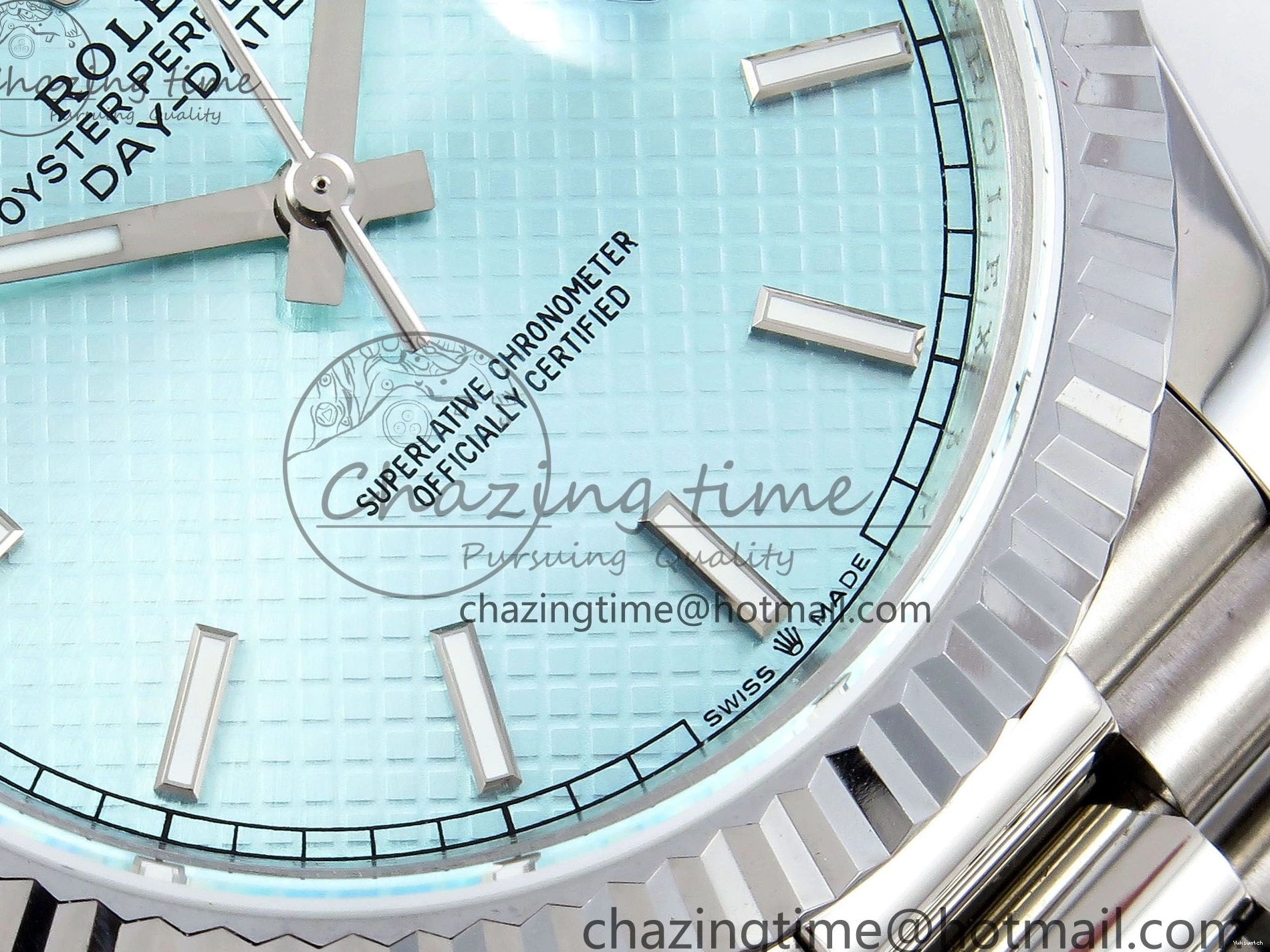 Weight) DayDate Ice JDF Steel 40 904L on SS VR3255 Bracelet Textured Blue President V3 (Gain Dial 0114